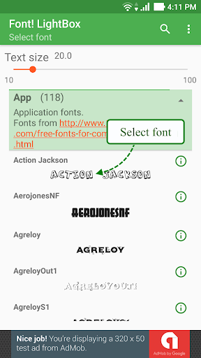 Android application Font! Lightbox tracing app screenshort