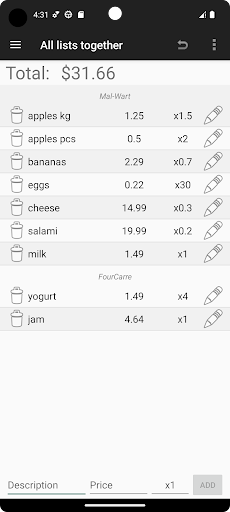Simple Shopping Calculator Screen 3