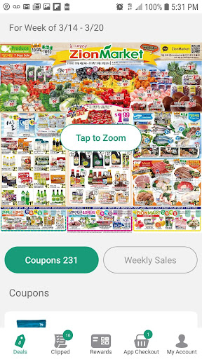 Android application Zion Market Rewards screenshort