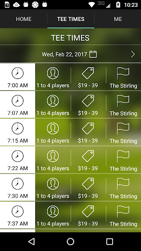 The Stirling Golf Tee Times Screen 3
