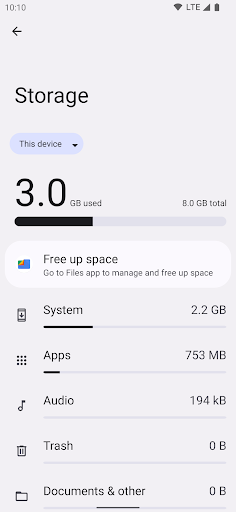 Screenshot of Storage Manager Shortcut