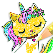Glitter Cute Kitty Cats Coloring Game