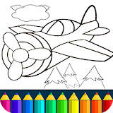 Planes: painting game. Beautiful coloring pages. icon