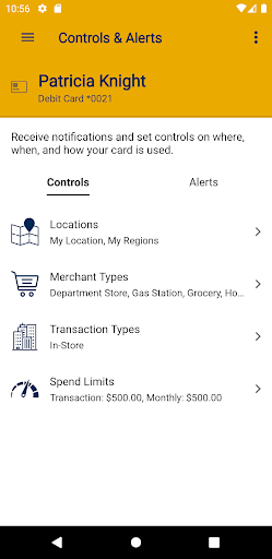 WVU Credit Union Debit Card Screen 3
