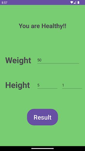 BMI Calculator Screen 2
