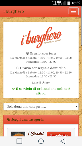 Android application i'Burghero Empoli screenshort
