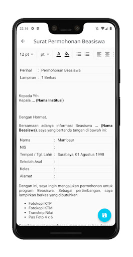 Terator - Template Surat Screen 3