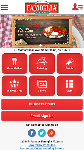 Android application Famous Famiglia Pizzeria WP screenshort