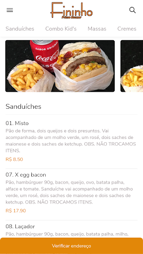 Android application Fininho Prime Burger screenshort