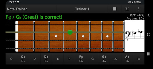 Bass Guitar Note Trainer Demo Screen 3