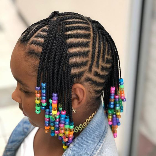 African Kids Braid Hairstyle Logo