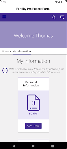 Fertility Pro Patient Portal Screen 2
