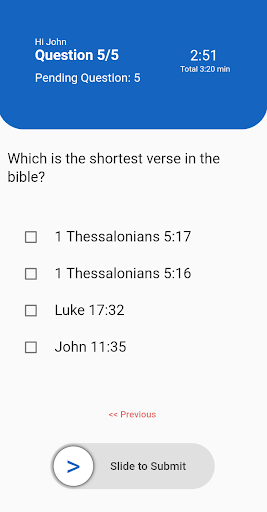 A Bharath Christian (ABC) QUIZ Screen 2