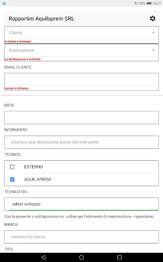 Android application Aquilaprem SRL Rapportini screenshort
