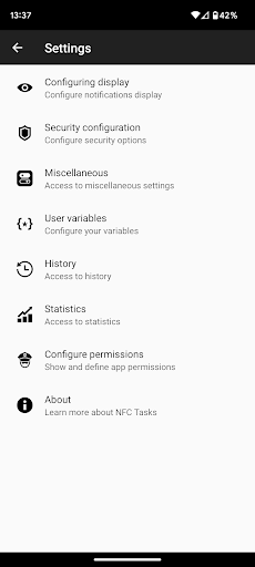 Screenshot of NFC Tasks