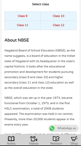 OFN: Class 9 to 12 notes Screen 2