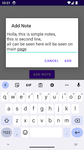 Android application Notes screenshort
