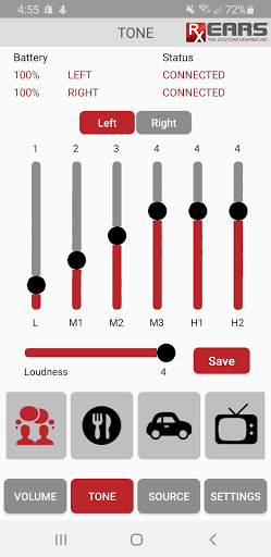 RxEars Remote Control App Screen 3