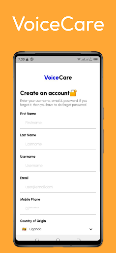 Android application Voice Care screenshort