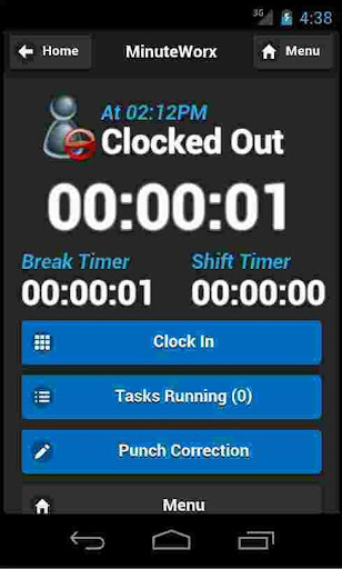 Android application MinuteWorx Punch Clock Client screenshort