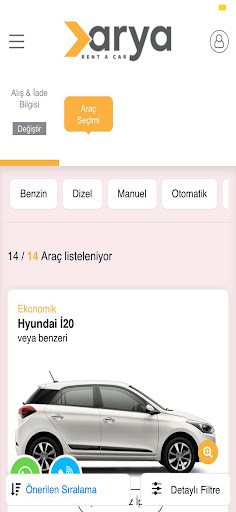 Arya Rent A Car Screen 3