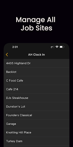 Android application Valet Tracker Pro screenshort