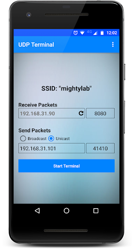 Android application UDP Terminal screenshort