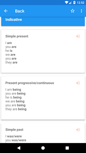 English conjugation Screen 3