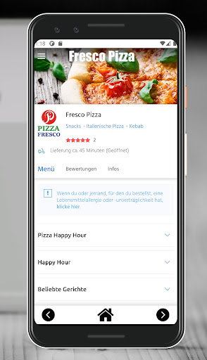Android application Fresco Pizza screenshort