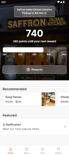 Android application Saffron Indian Kitchen Philly screenshort