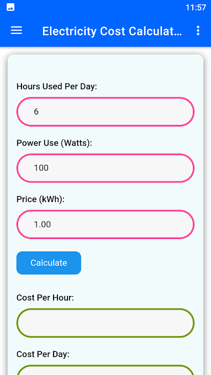 Electricity Cost Calculator - 12 - (Android)