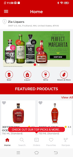 Android application Zia Liquors screenshort