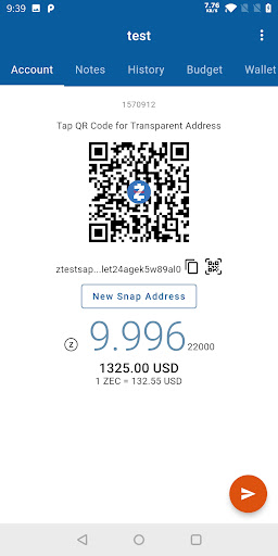 ZWalletTest Screen 2
