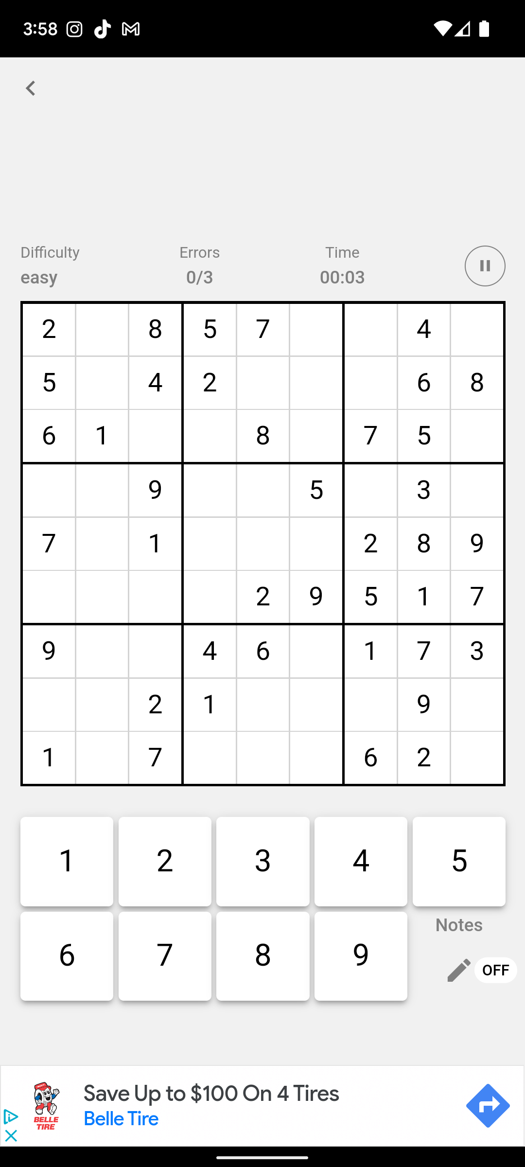 Stone Sudoku Game Screen