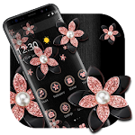 Cover Image of Download Pink Gold Flower Black Luxury Theme 1.1.10 APK