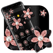 Pink Gold Flower Black Luxury Theme  Icon