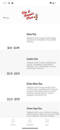 Screenshot of Tim and Bonnie's Pizza