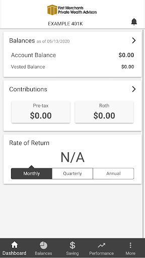 First Merchants Retirement App Screen 2