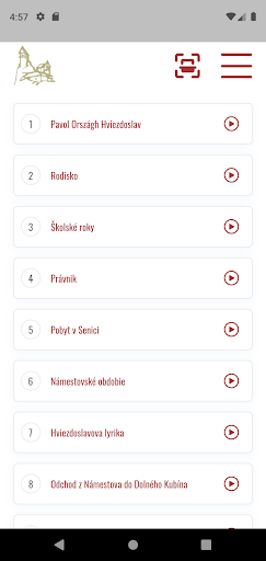 Android application P. O. Hviezdoslav screenshort