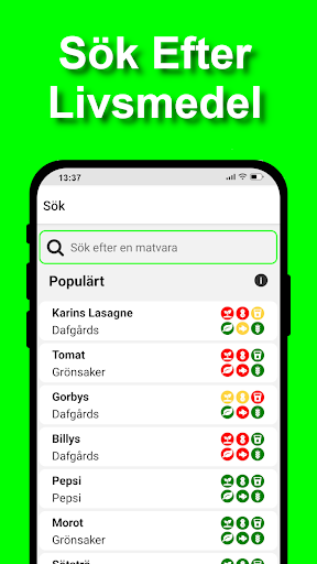 Android application Kostkollen screenshort