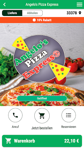 Android application Angelo's Pizza Express screenshort