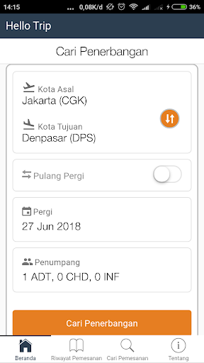 Android application Hello Trip screenshort