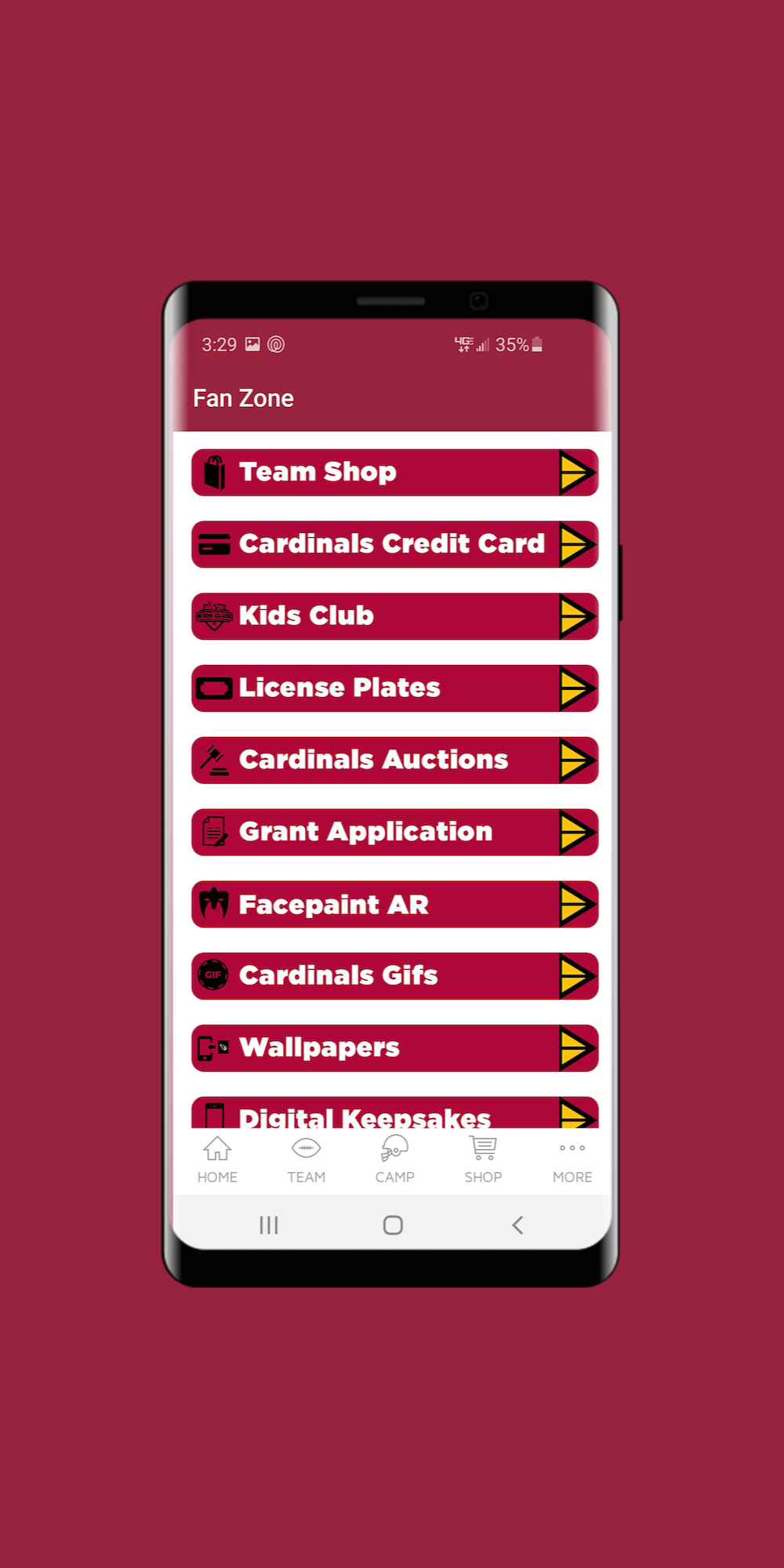 Android application Arizona Cardinals Mobile screenshort