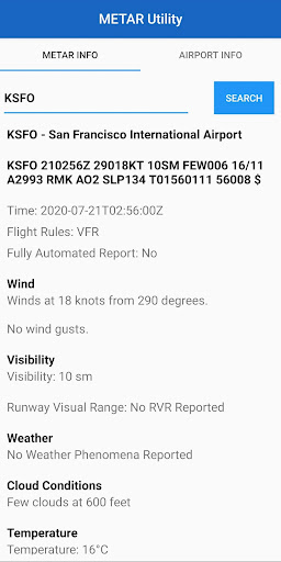 Android application METAR Utility screenshort