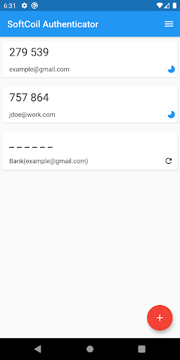 Android application SoftCoil Authenticator screenshort
