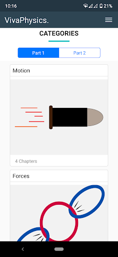 Android application VivaPhysics screenshort