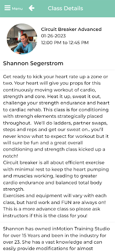 inMotion Training Studio Screen 3
