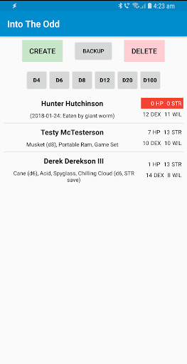 Android application Into The Odd character app (Un screenshort