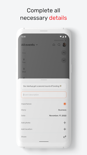 Screenshot of Lifely: my timeline diary