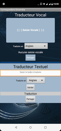 Android application Correspondons Ensemble screenshort